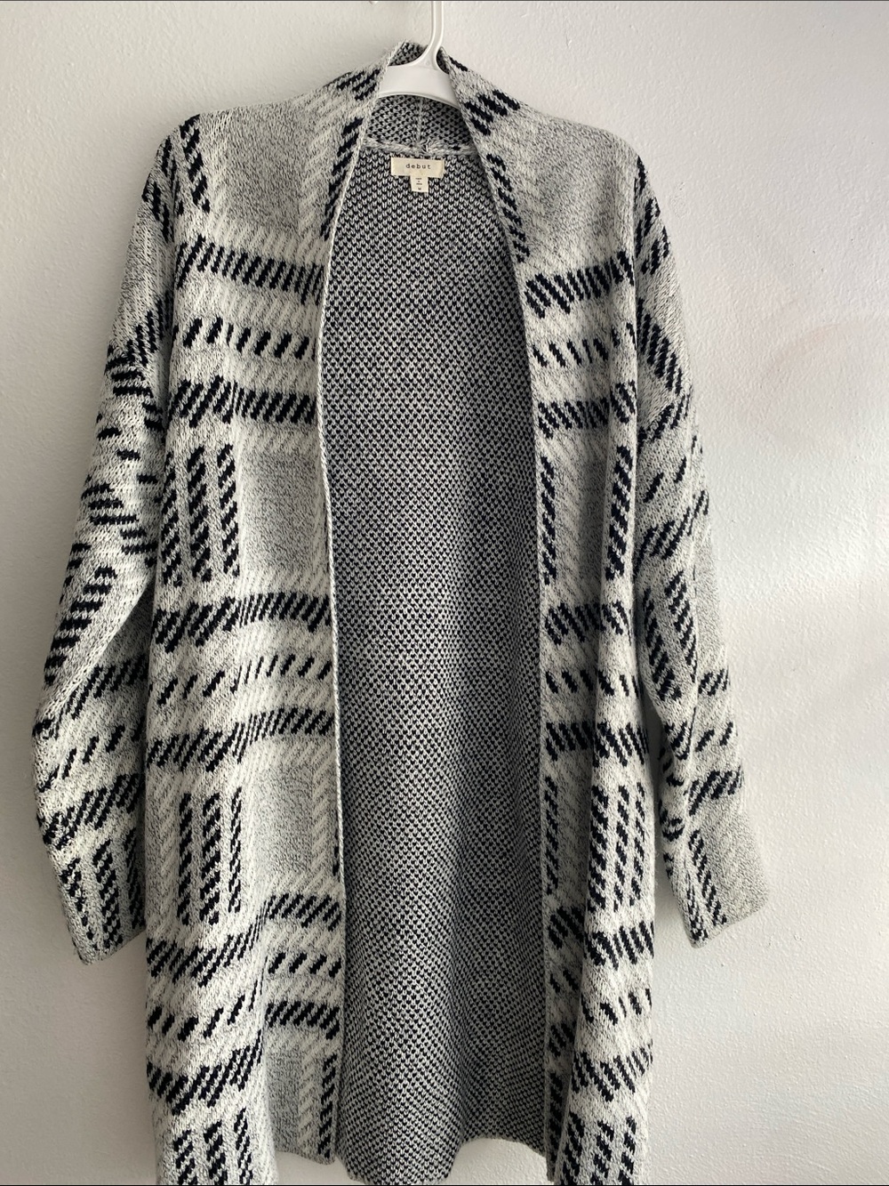 debut Black & White Plaid Open-Front Cardigan